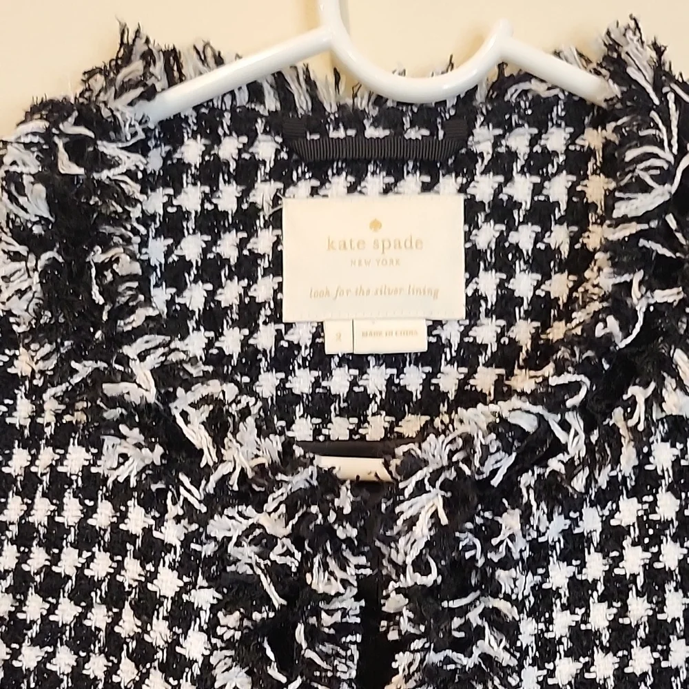 Kate Spade Black and White Houndstooth Blazer